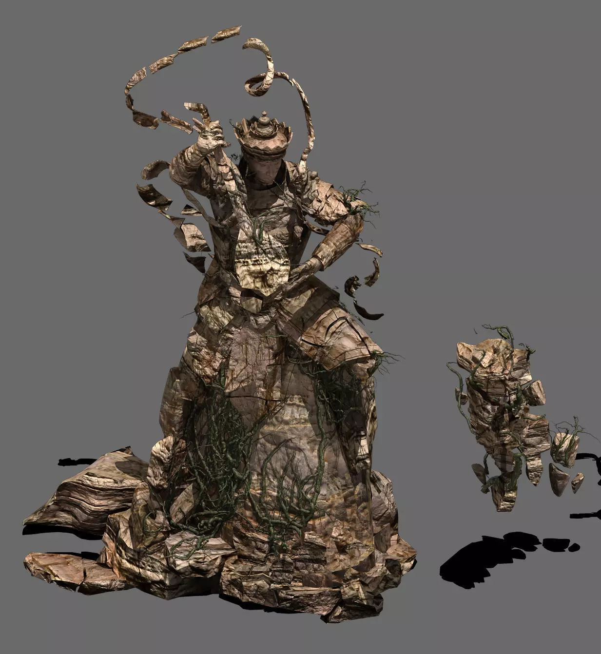 Landscape stone carvings - four kings 3D model_0