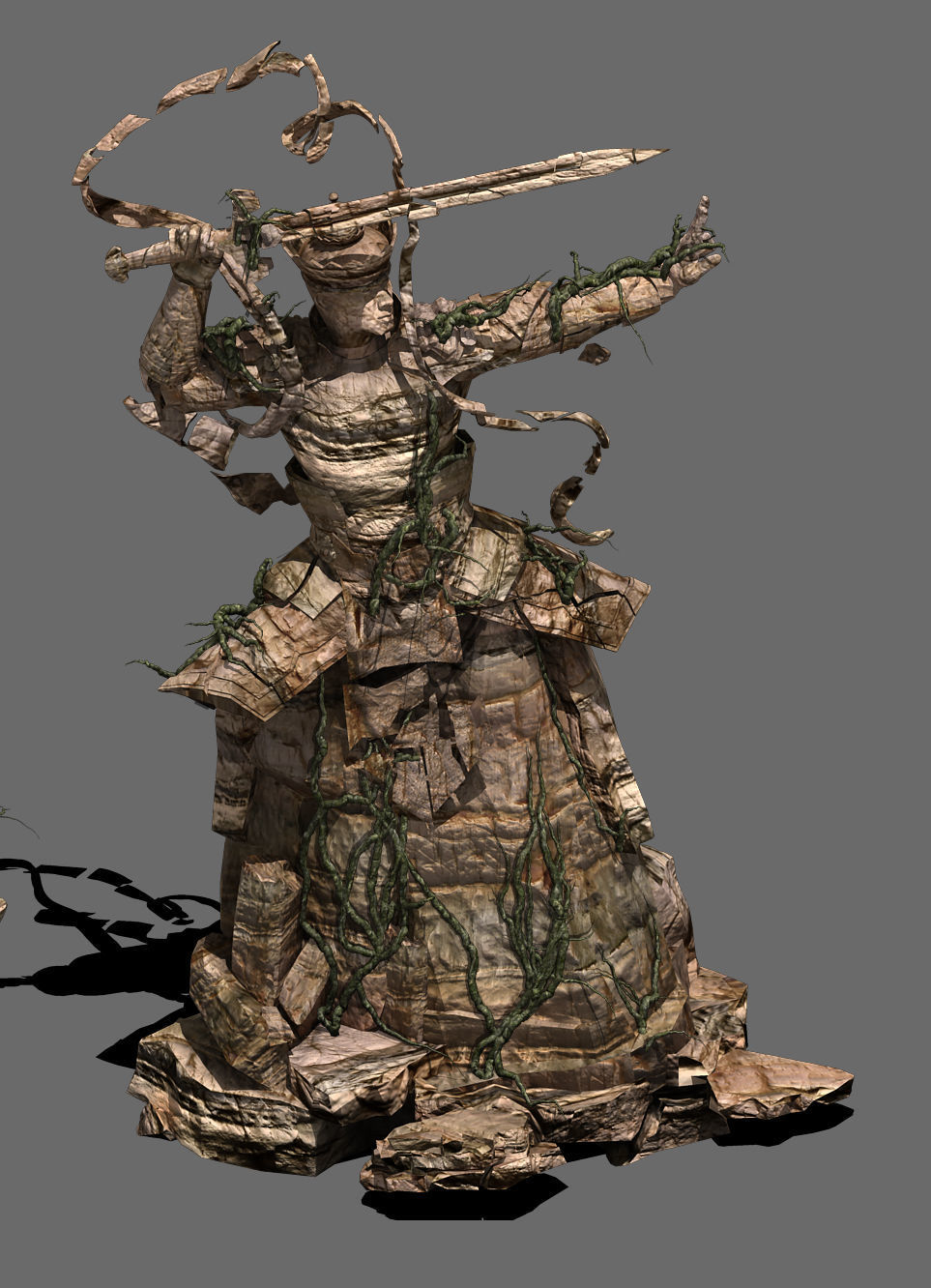 Landscape stone carvings - four kings 3D model_3