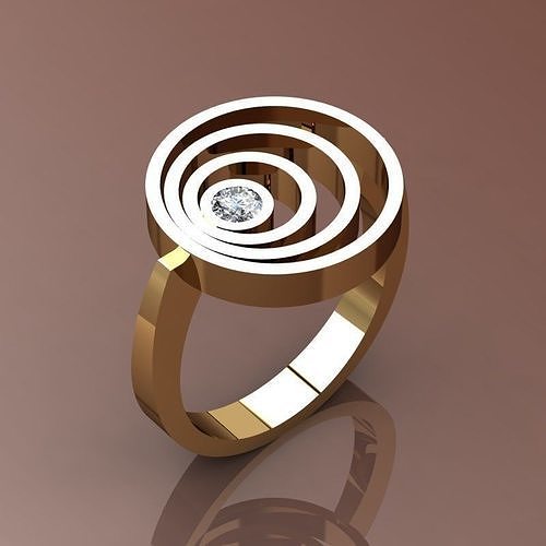 Rings gold ring with diamond in center 3D print model