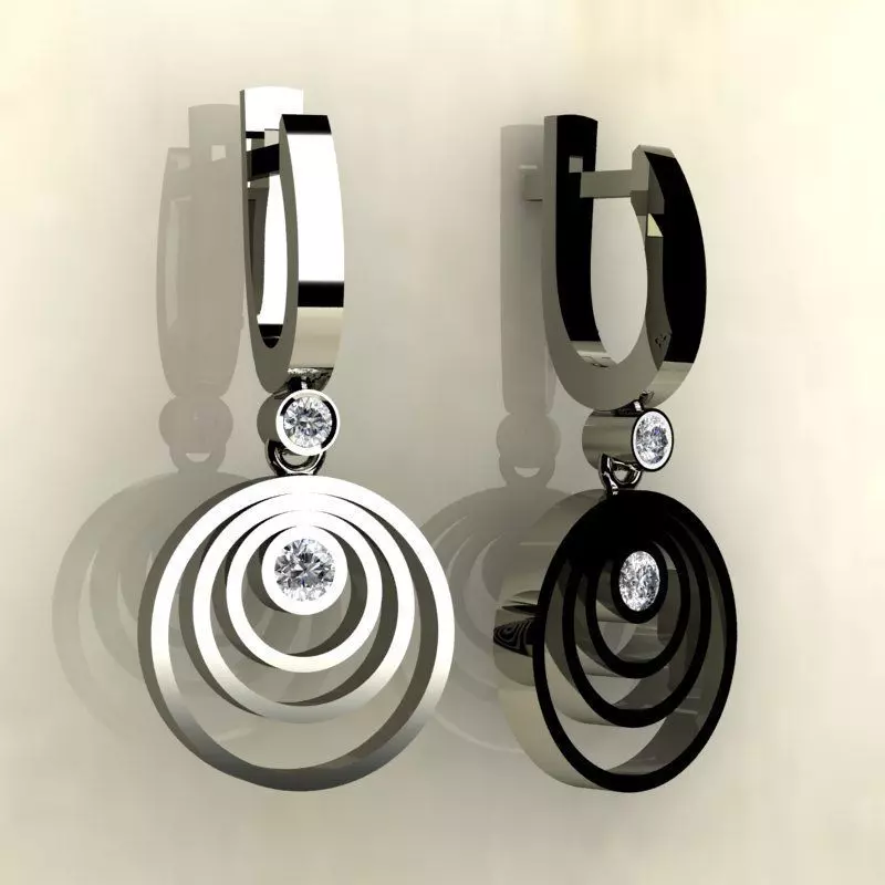 Earrings circular with diamonds 3D print model_0