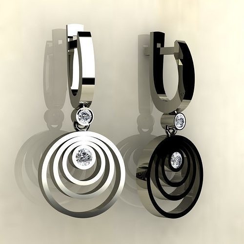 Earrings circular with diamonds 3D print model