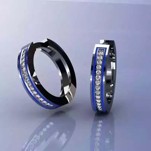 Earrings two rings with diamonds