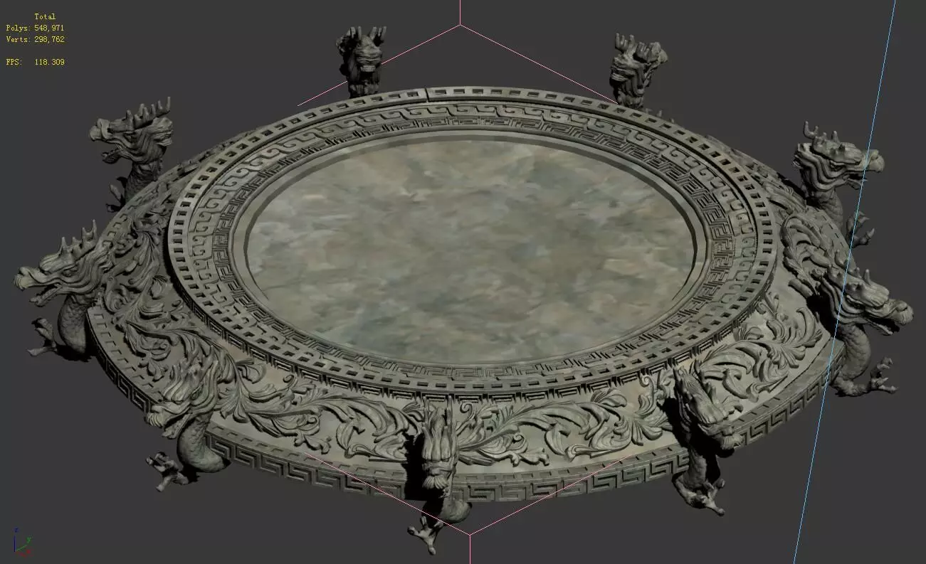 Stone round chassis 3D model_0