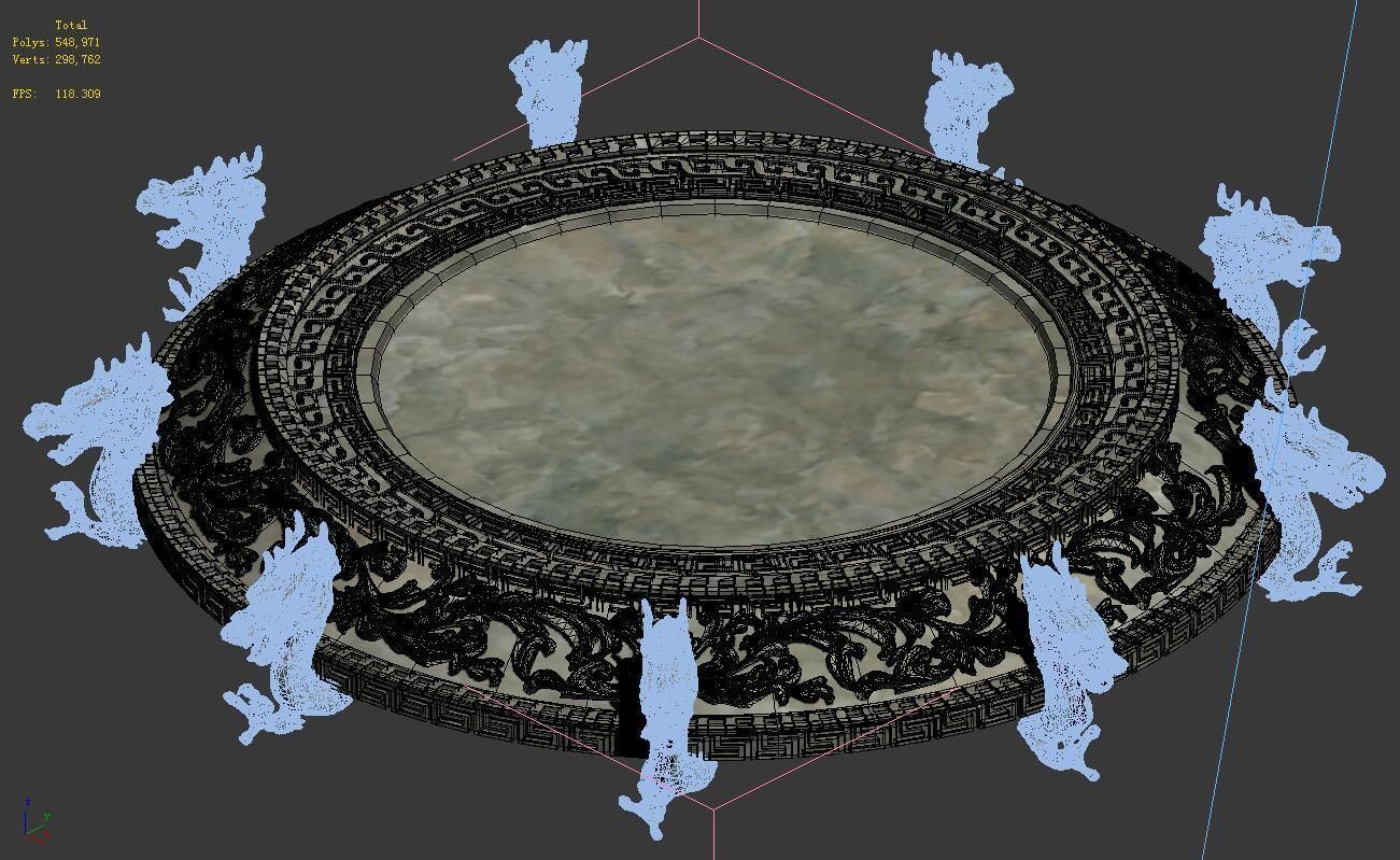 Stone round chassis 3D model_1