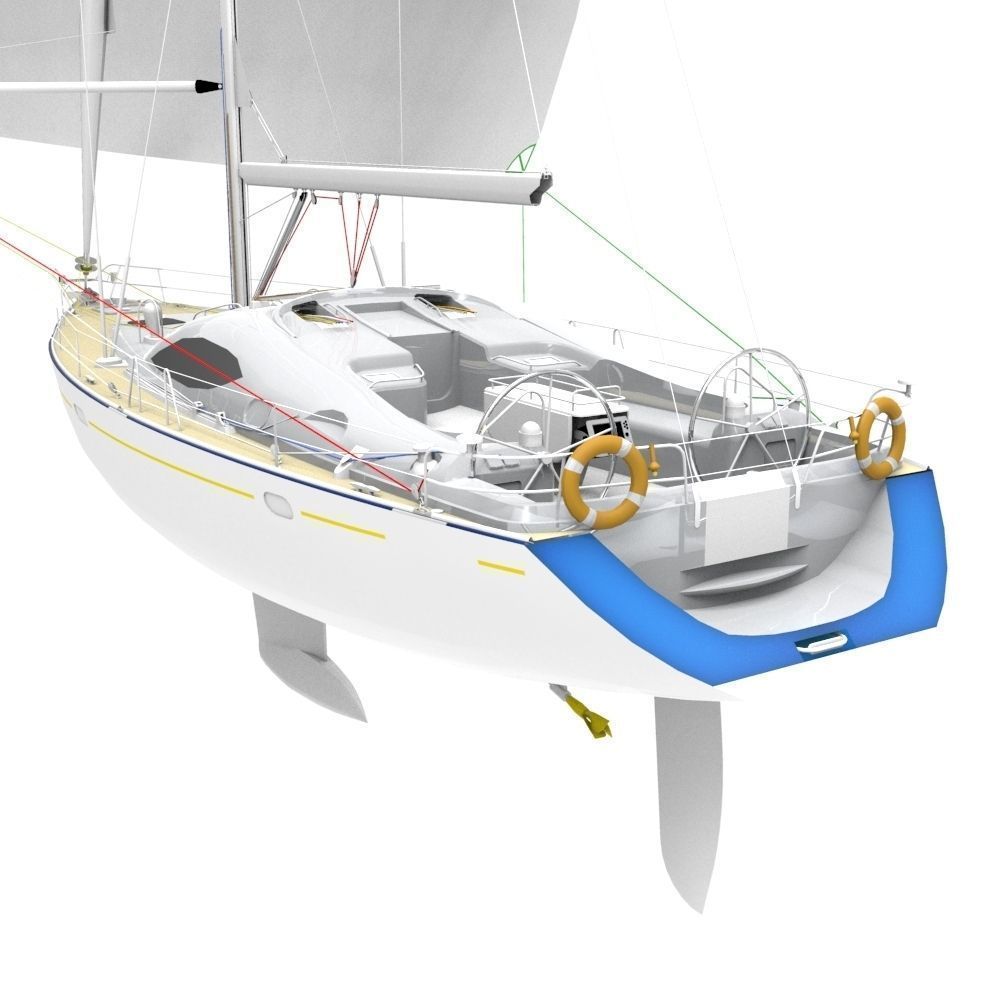 Sailboat Yacht Low-poly 3D model_6