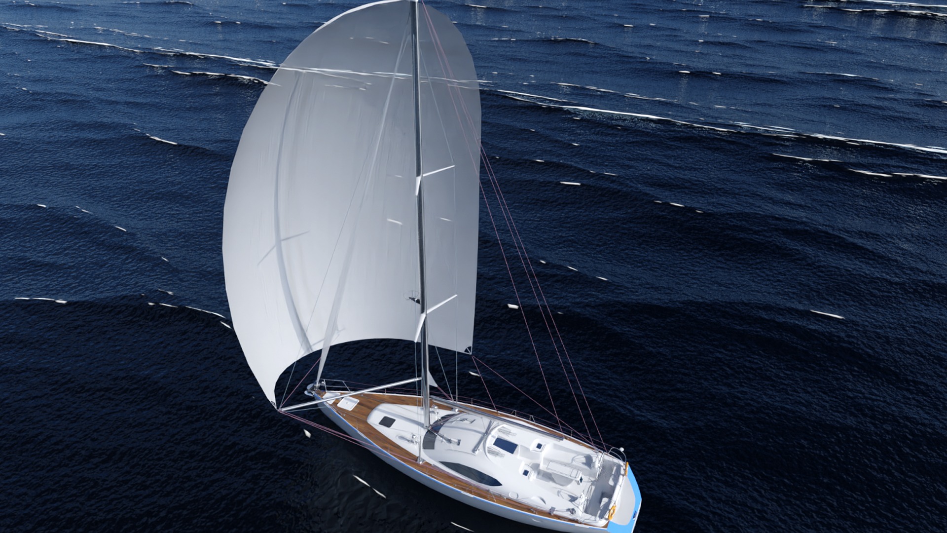 Sailboat Yacht Low-poly 3D model_3