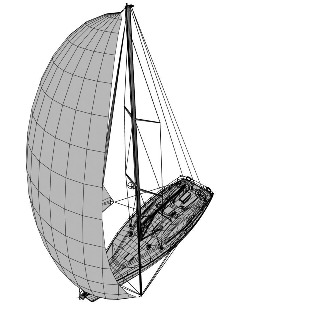 Sailboat Yacht Low-poly 3D model_13