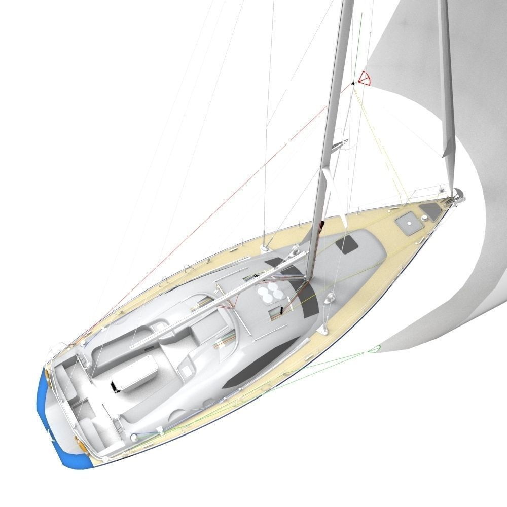 Sailboat Yacht Low-poly 3D model_7