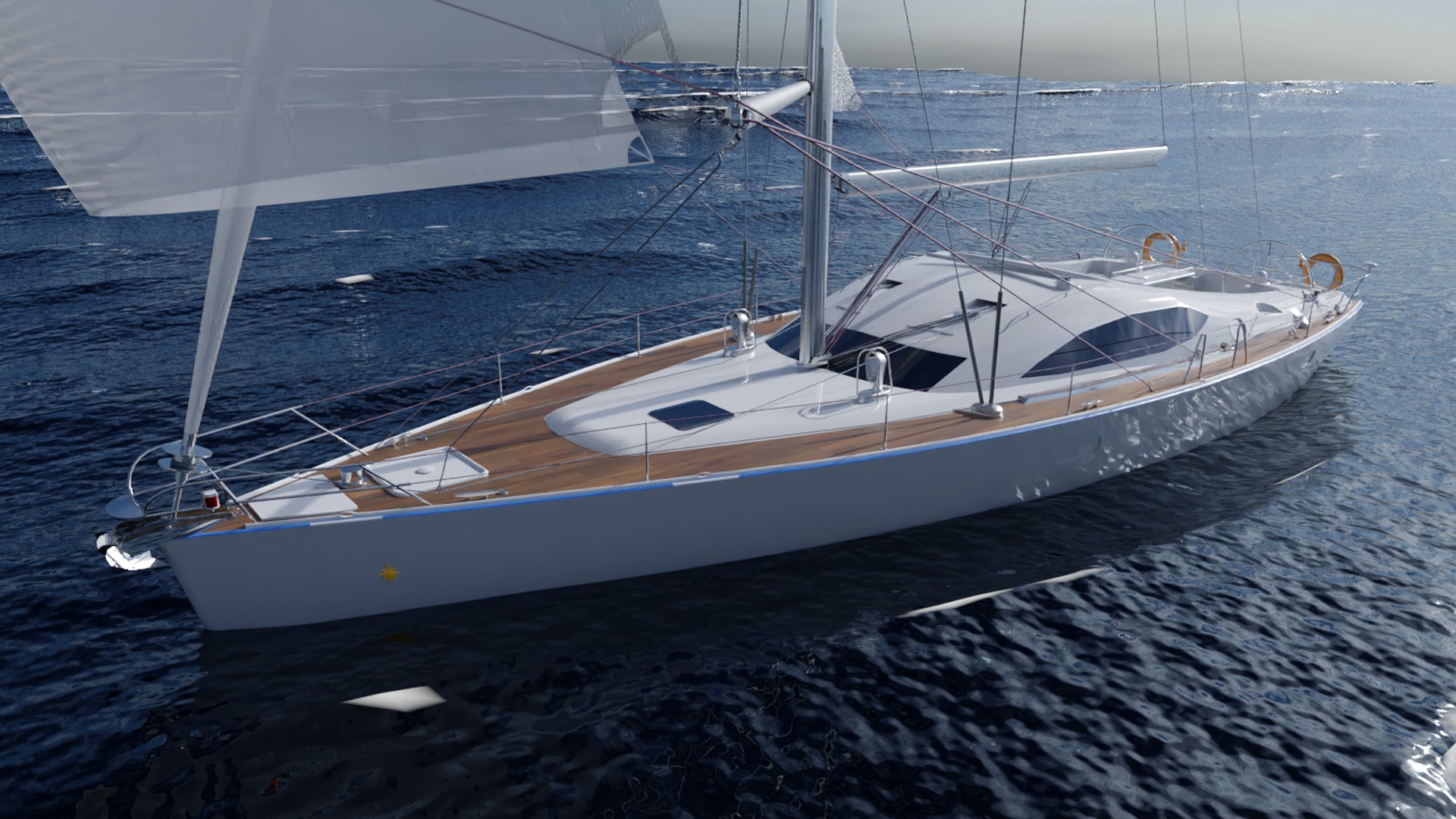 Sailboat Yacht Low-poly 3D model_2