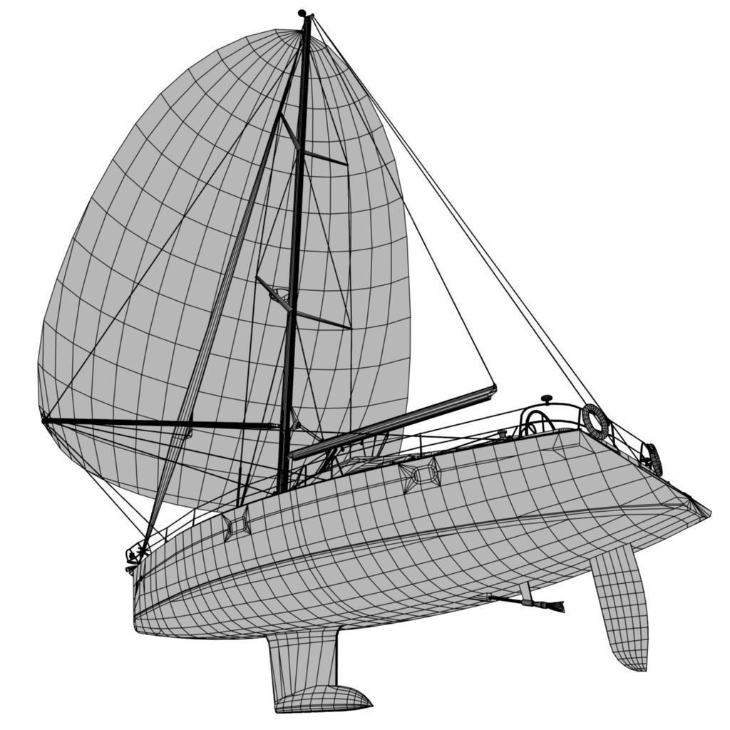 Sailboat Yacht Low-poly 3D model_12