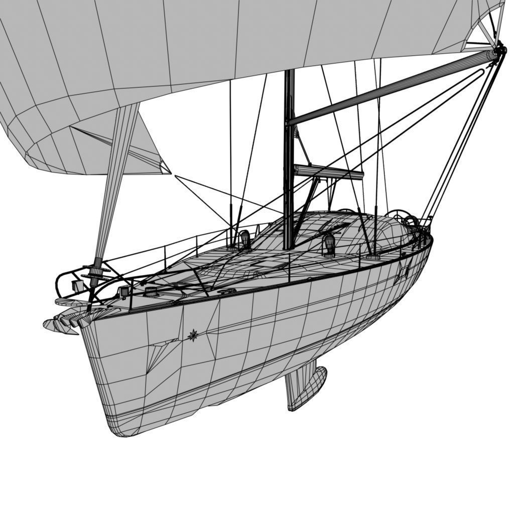 Sailboat Yacht Low-poly 3D model_11