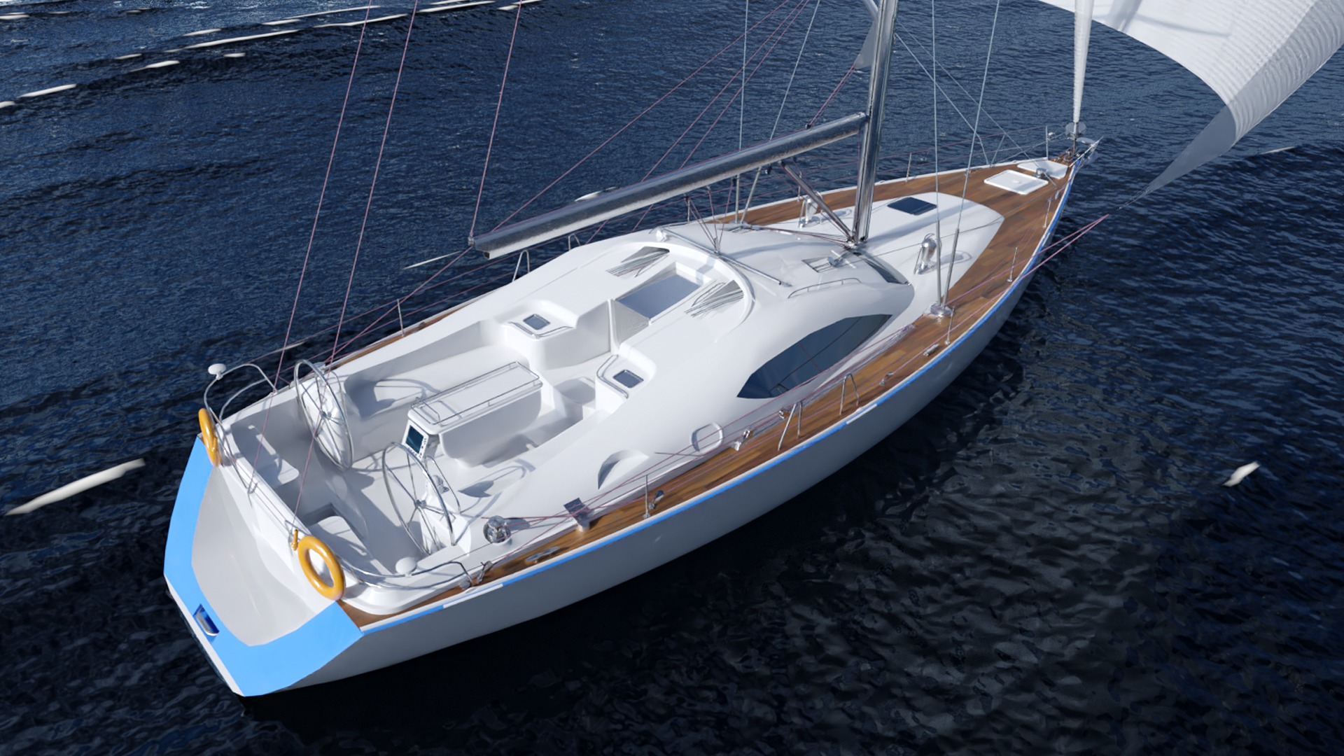 Sailboat Yacht Low-poly 3D model_4