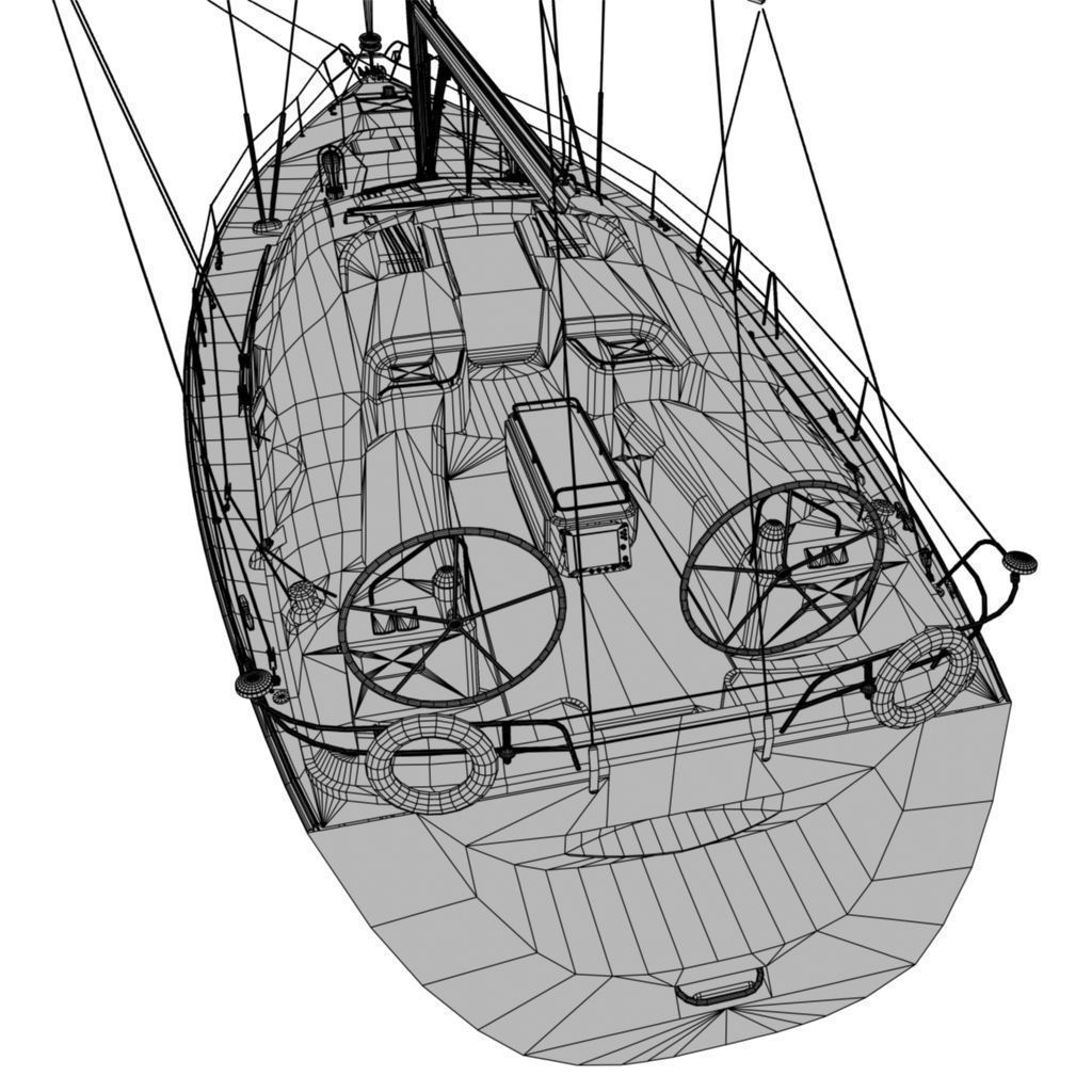 Sailboat Yacht Low-poly 3D model_10