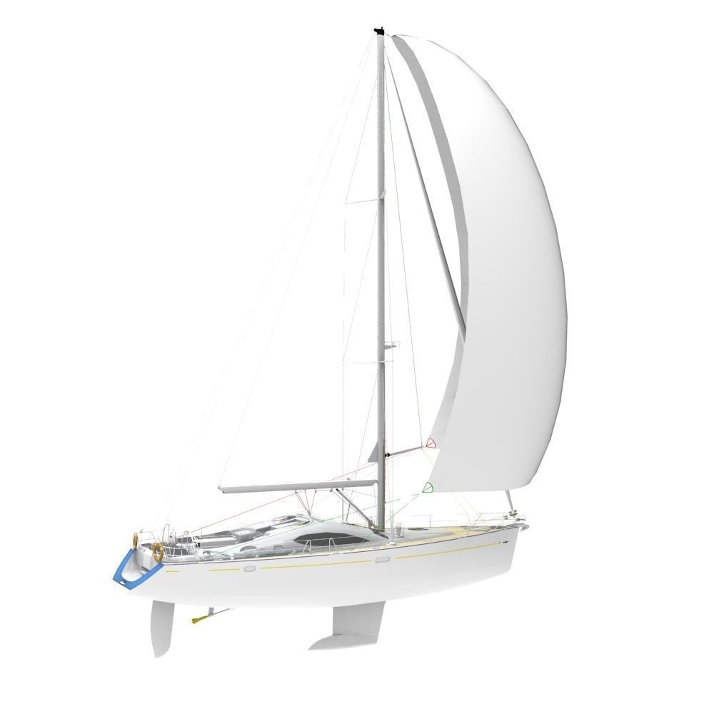 Sailboat Yacht Low-poly 3D model_9