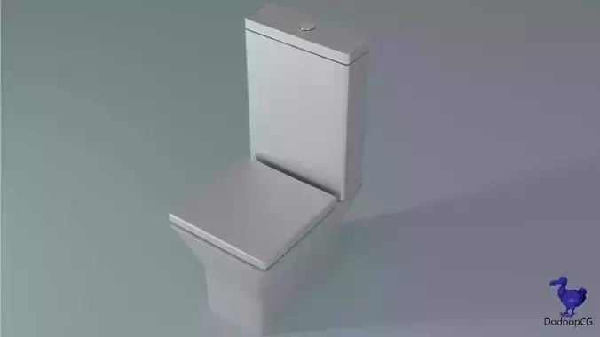 Toilet with Seat - Realistic Bathroom 3D Model Low-poly 3D model