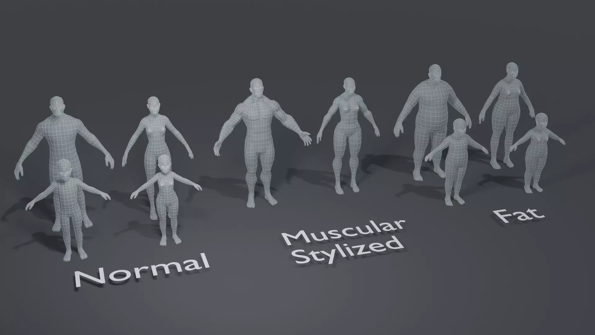 Human Body Base Mesh 10 3D Models Pack Low-poly 3D model_0