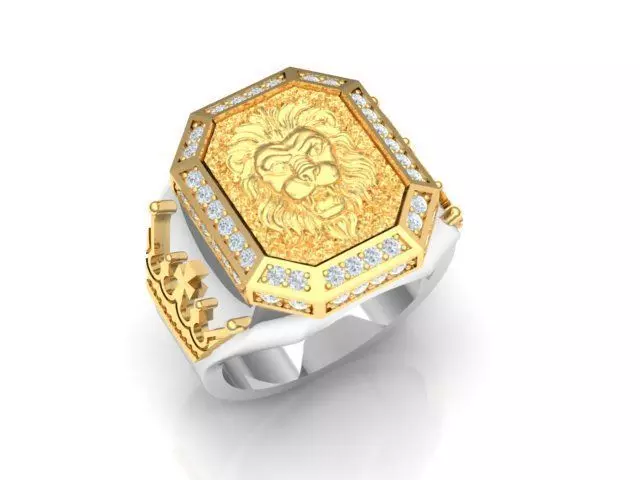 ring lion head 3D print model_0