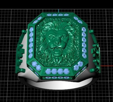 ring lion head 3D print model_7