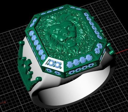ring lion head 3D print model_1