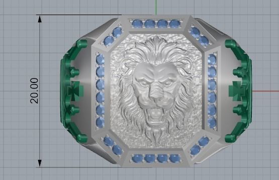 ring lion head 3D print model_9
