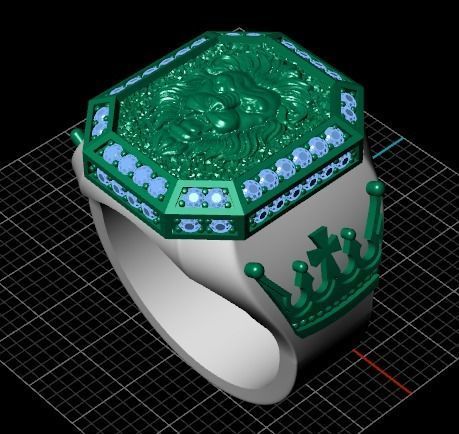 ring lion head 3D print model_5
