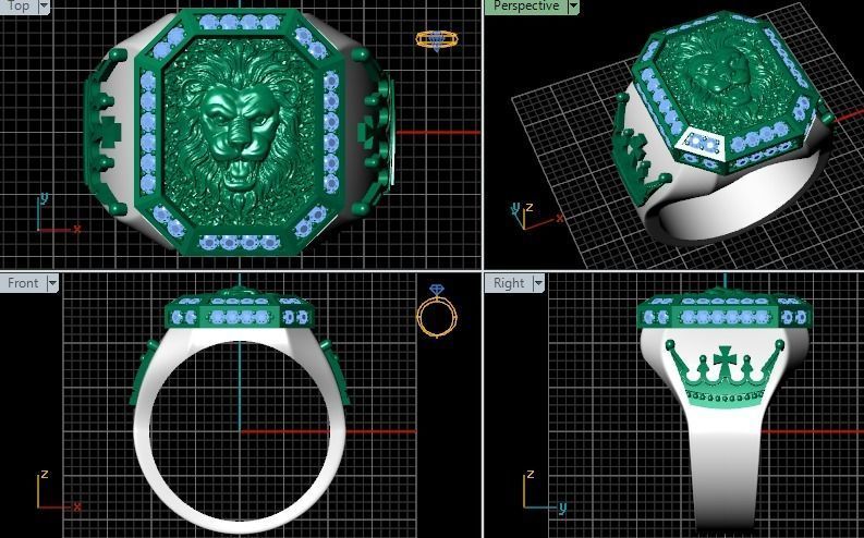 ring lion head 3D print model_4