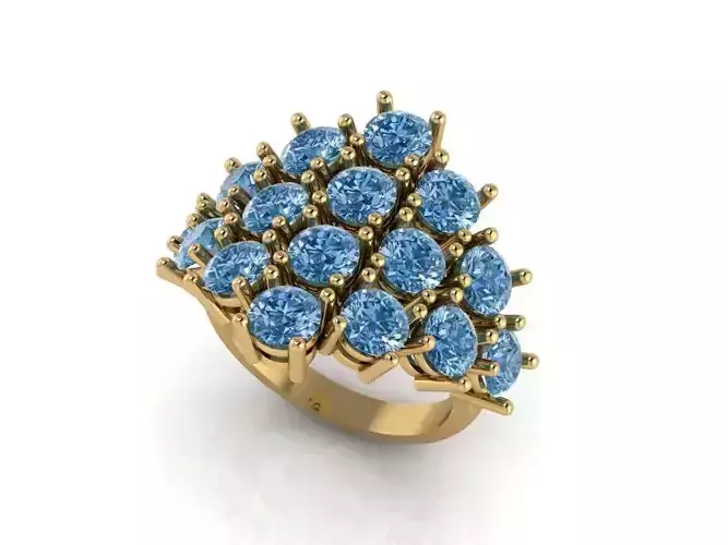 RingS topaz cluster ring gold 3D print model