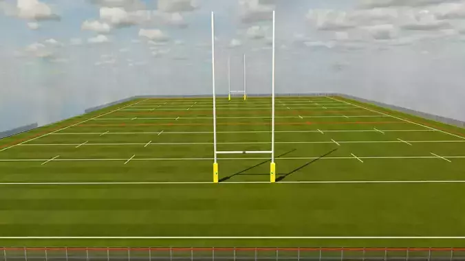 rugby pitch Low-poly 3D model