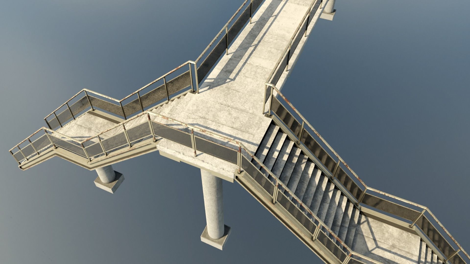 overpass escalator with railings Low-poly 3D model_2