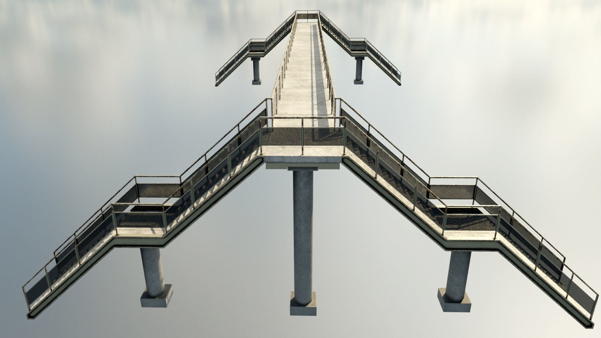 overpass escalator with railings Low-poly 3D model_4
