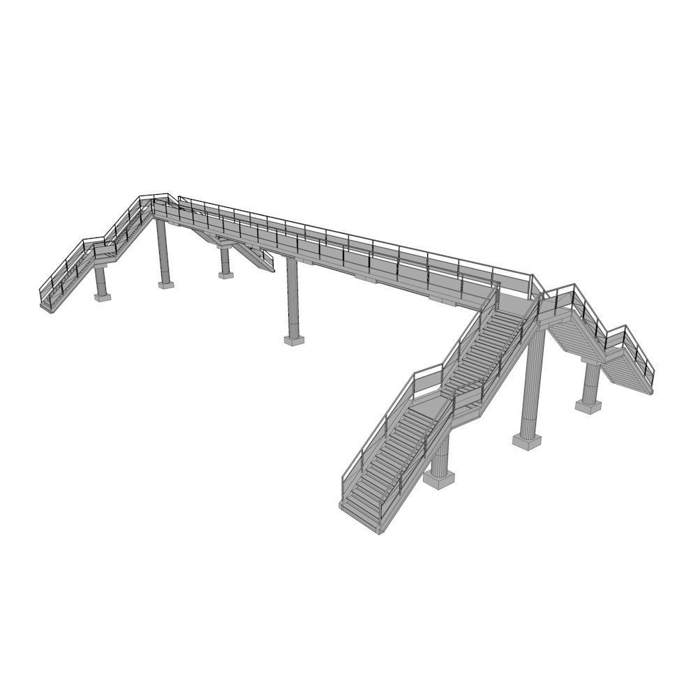 overpass escalator with railings Low-poly 3D model_5