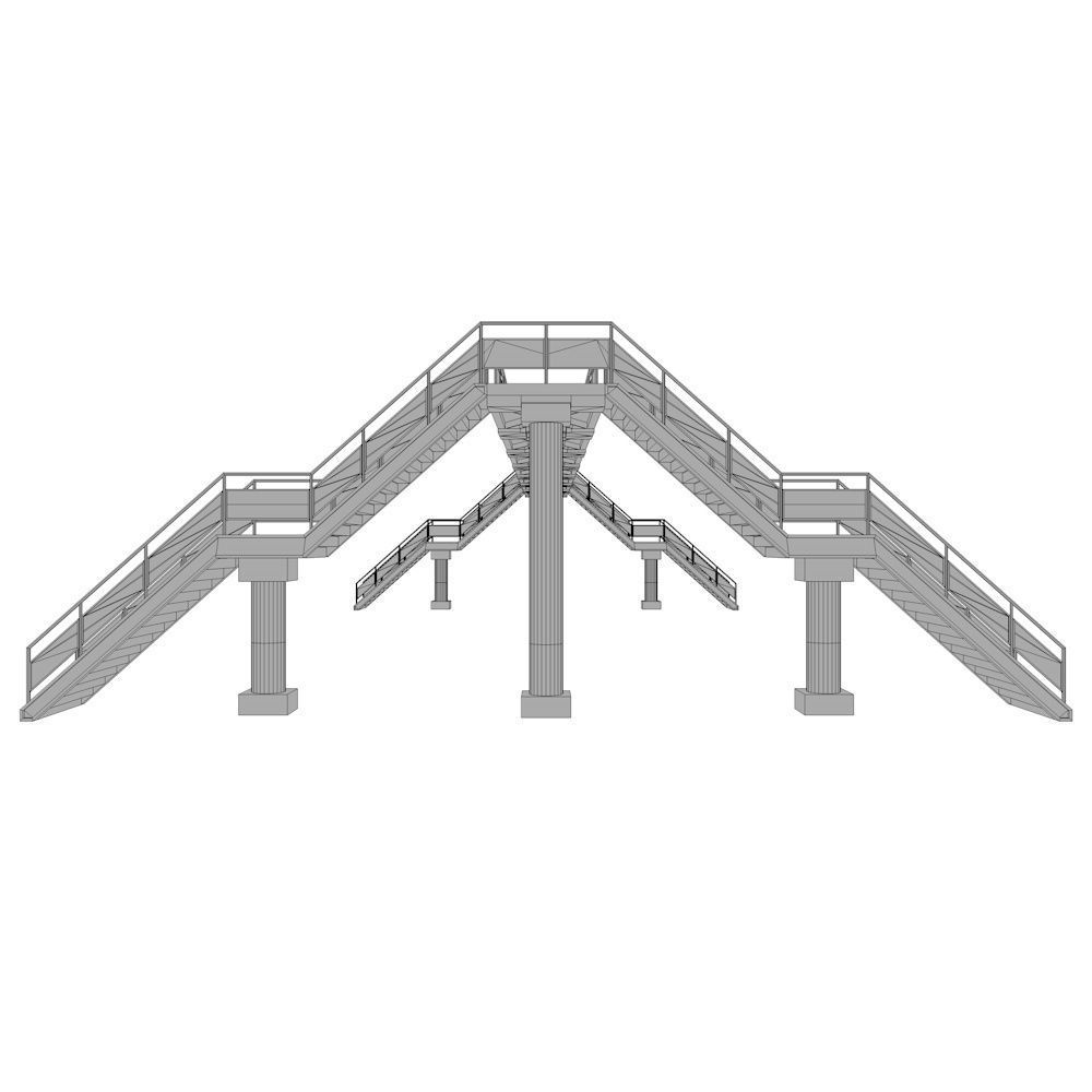 overpass escalator with railings Low-poly 3D model_7