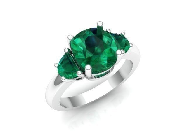 Rings emerald stone three stone ring 3D print model