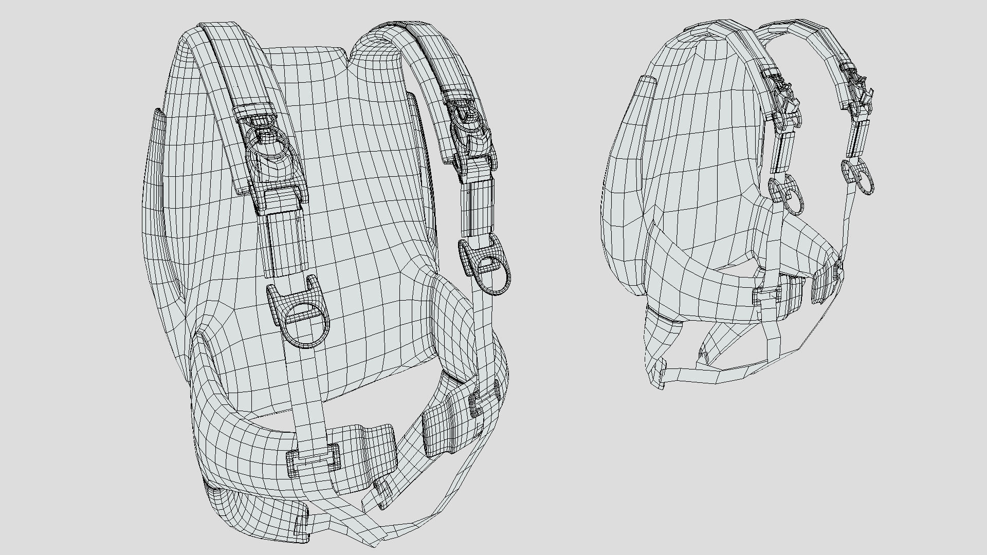Parachute Backpack with Straps Low-poly 3D model_4