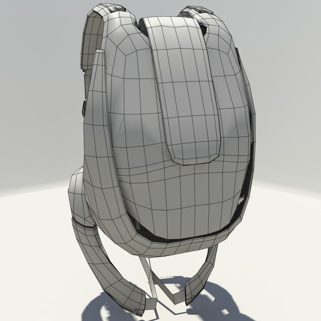 Parachute Backpack with Straps Low-poly 3D model_12