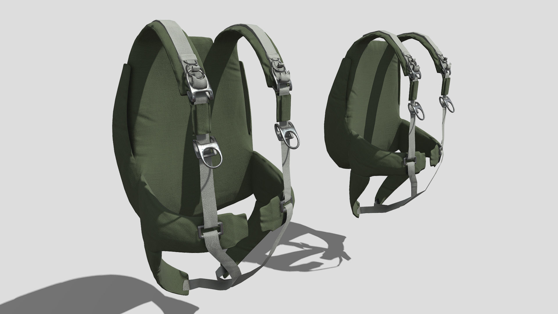 Parachute Backpack with Straps Low-poly 3D model_1
