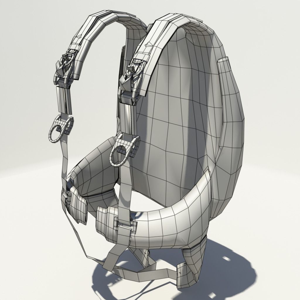 Parachute Backpack with Straps Low-poly 3D model_10
