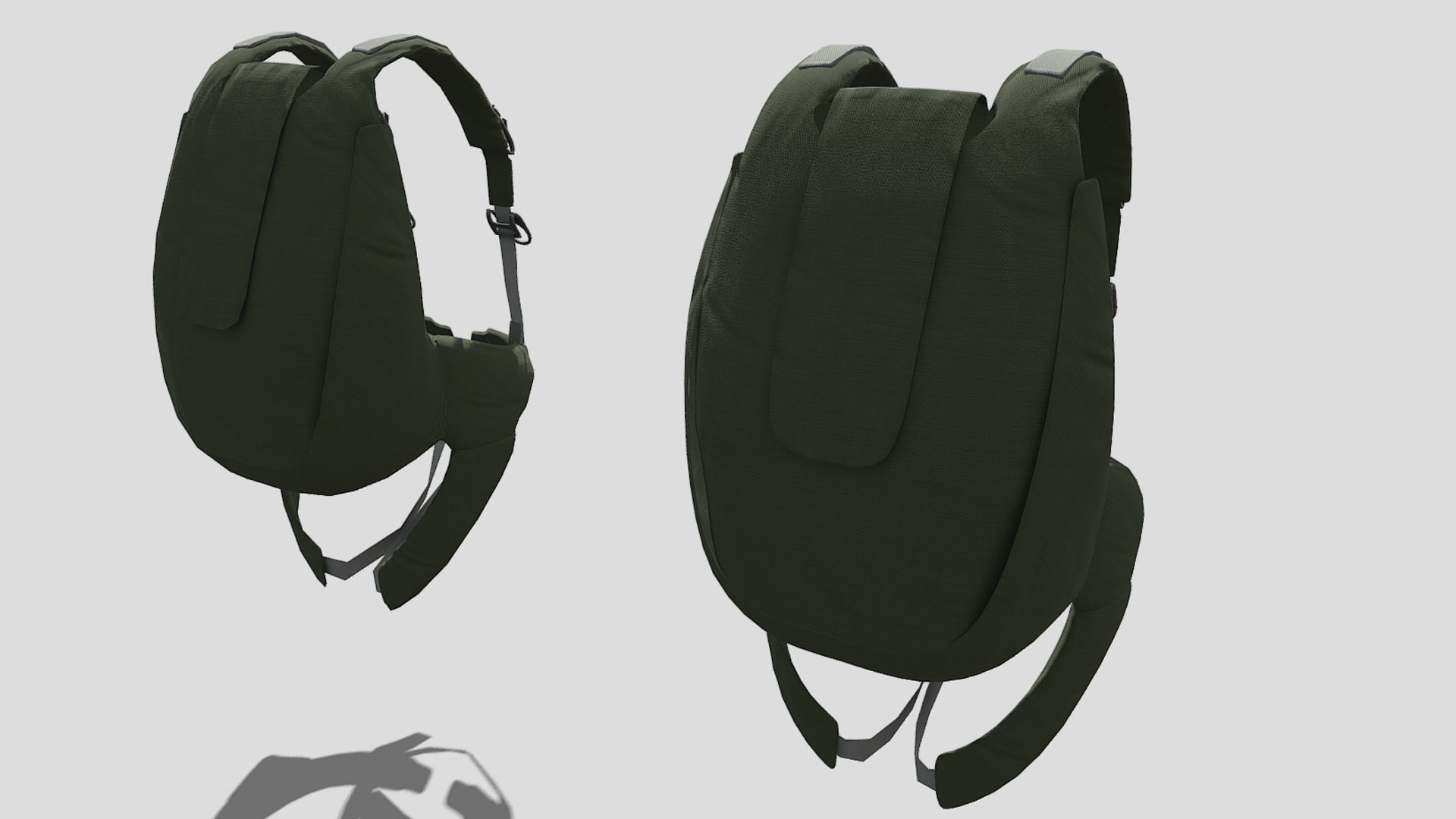 Parachute Backpack with Straps Low-poly 3D model_2