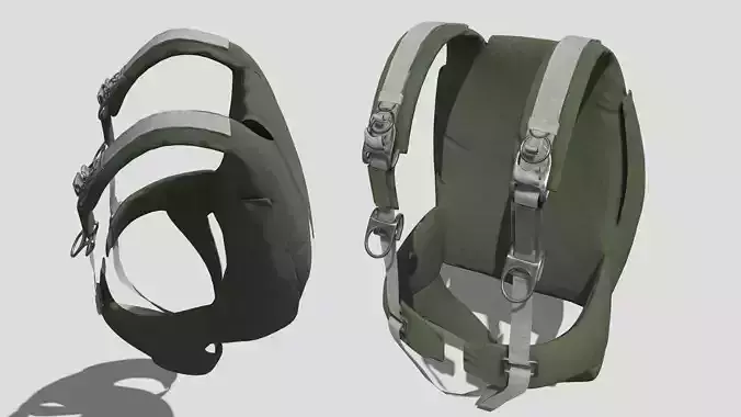 Parachute Backpack with Straps Low-poly 3D model