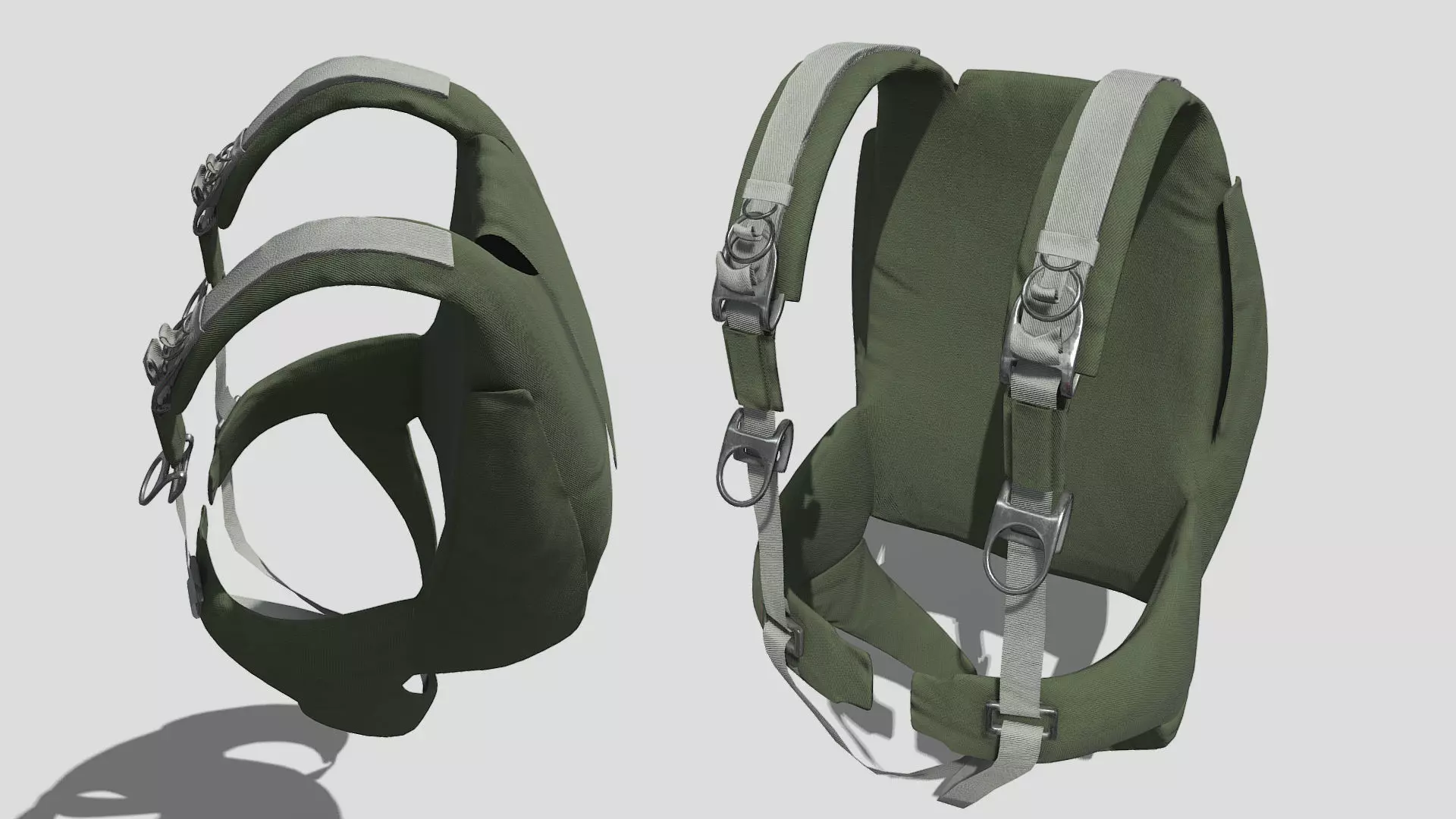 Parachute Backpack with Straps Low-poly 3D model_0