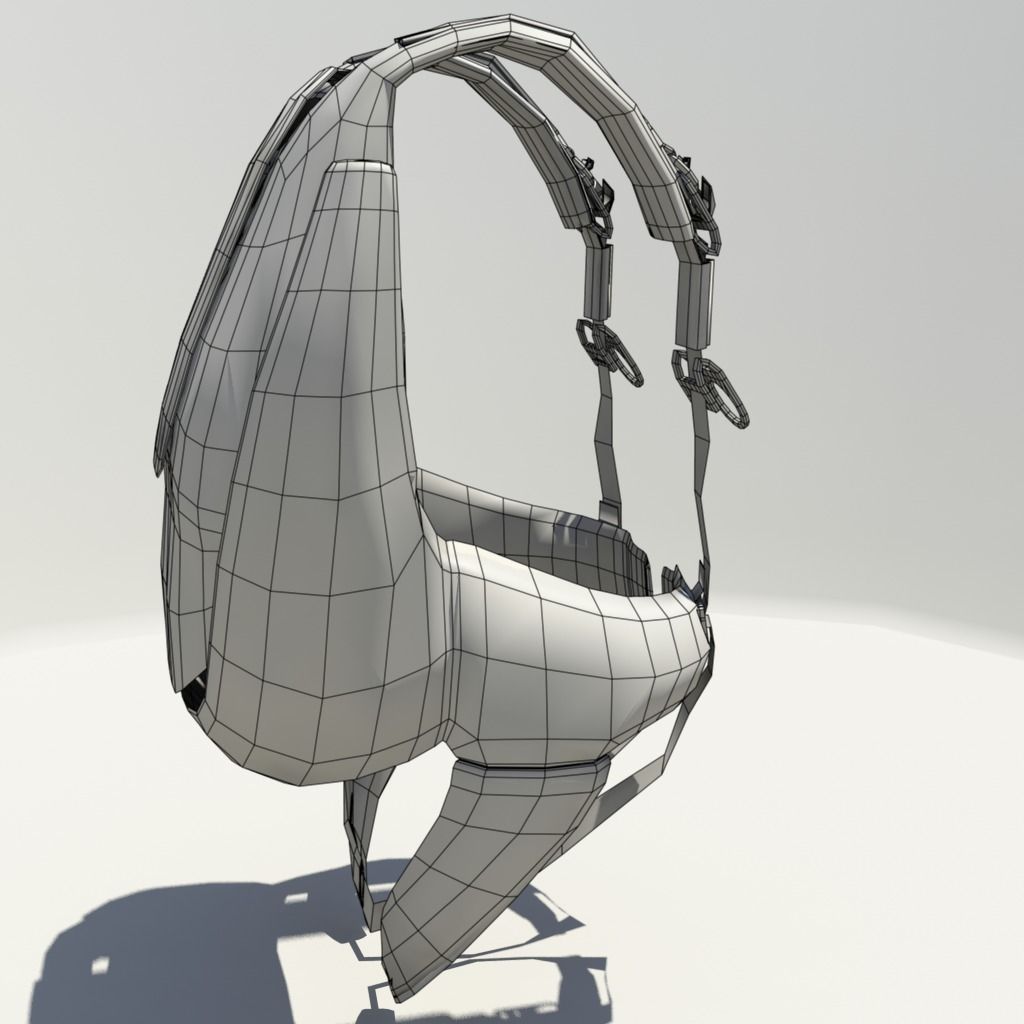 Parachute Backpack with Straps Low-poly 3D model_11