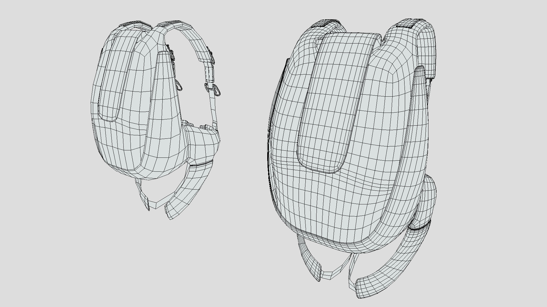 Parachute Backpack with Straps Low-poly 3D model_5