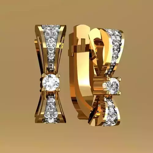 Earrings pair of gold with diamonds