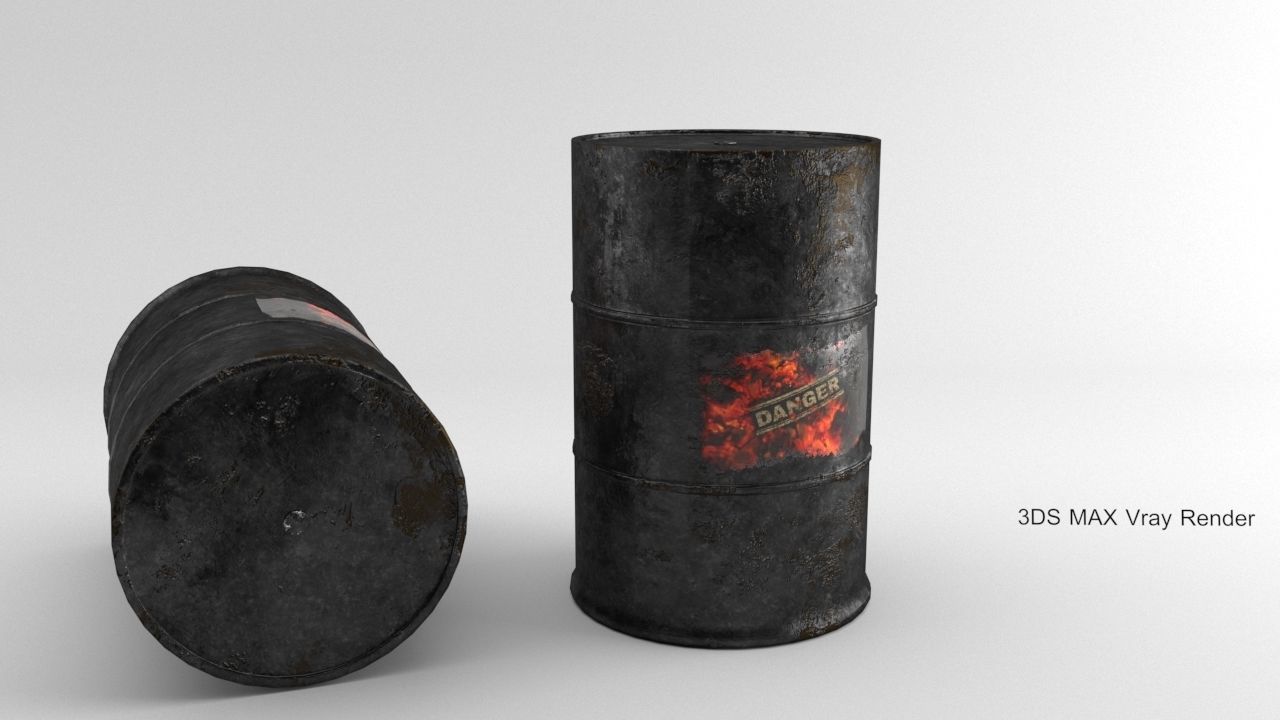 Fuel Barrel PBR Model Low-poly 3D model_7