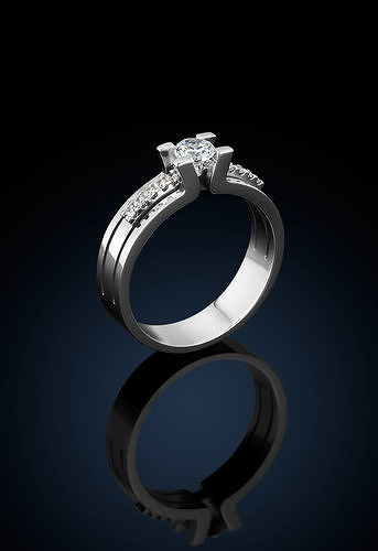 Rings engagement ring with diamonds 3D print model