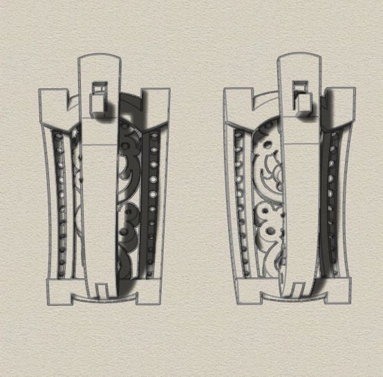 Earrings pair of gold and diamond 3D print model_1