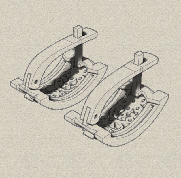 Earrings pair of gold and diamond 3D print model_2