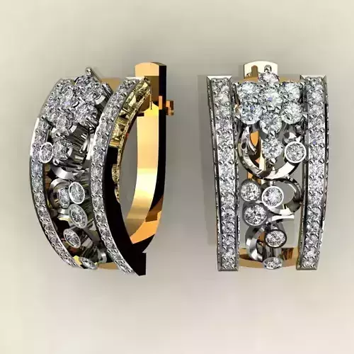 Earrings pair of gold and diamond