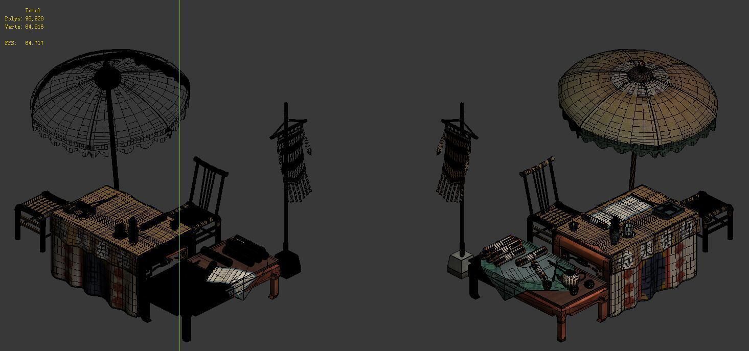 Game Model - fortune-telling stall 3D model_1