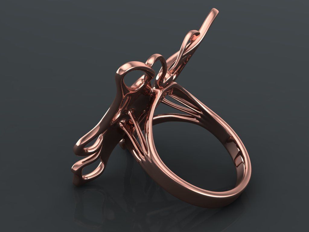 Butterfly ring 3D print model_3